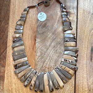Unique Beige and Gray Statement Necklace
